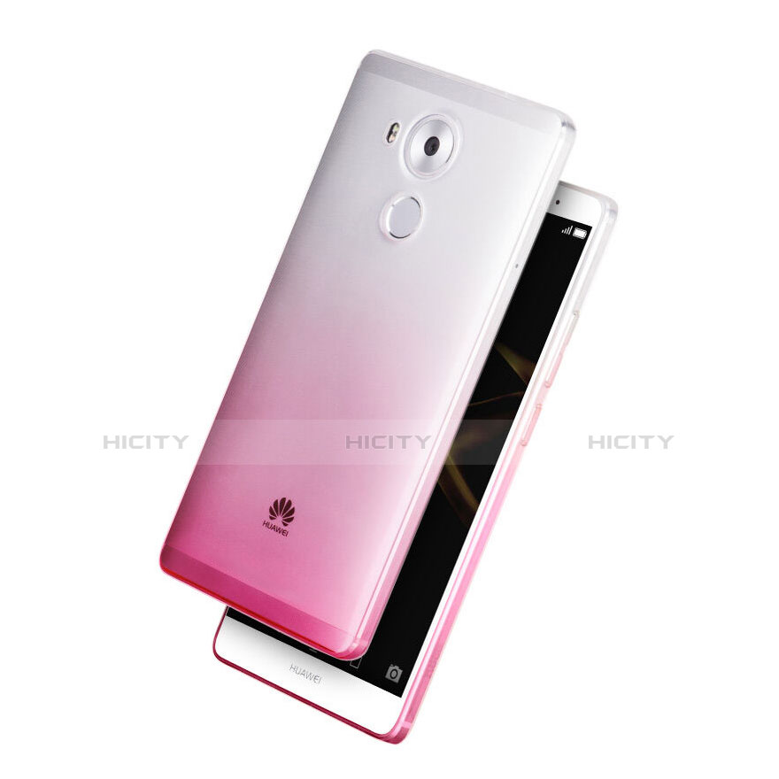 Silikon Schutzhülle Ultra Dünn Hülle Durchsichtig Farbverlauf für Huawei Mate 8 Rosa