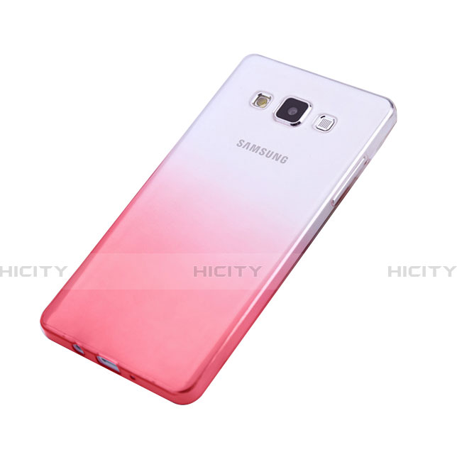 Silikon Schutzhülle Ultra Dünn Hülle Durchsichtig Farbverlauf für Samsung Galaxy A5 SM-500F Rosa