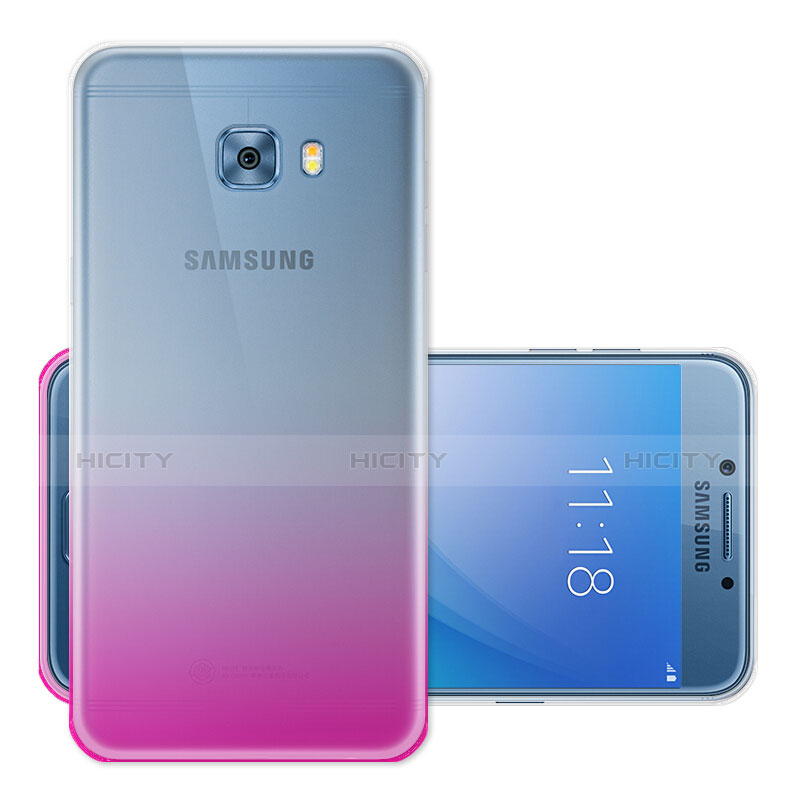 Silikon Schutzhülle Ultra Dünn Hülle Durchsichtig Farbverlauf für Samsung Galaxy C5 Pro C5010 Rosa