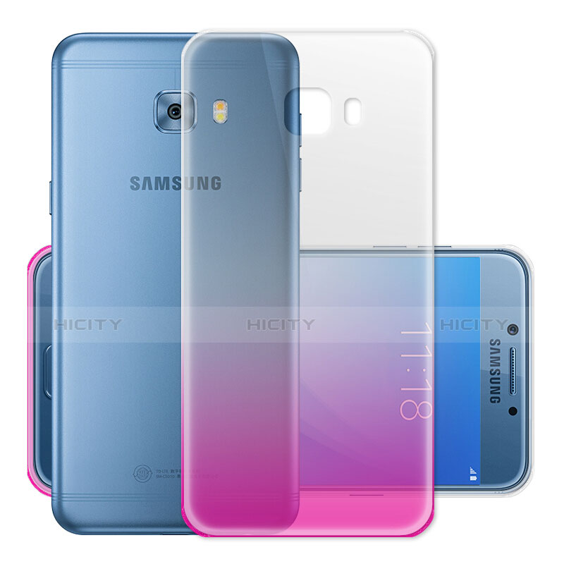 Silikon Schutzhülle Ultra Dünn Hülle Durchsichtig Farbverlauf für Samsung Galaxy C5 Pro C5010 Rosa