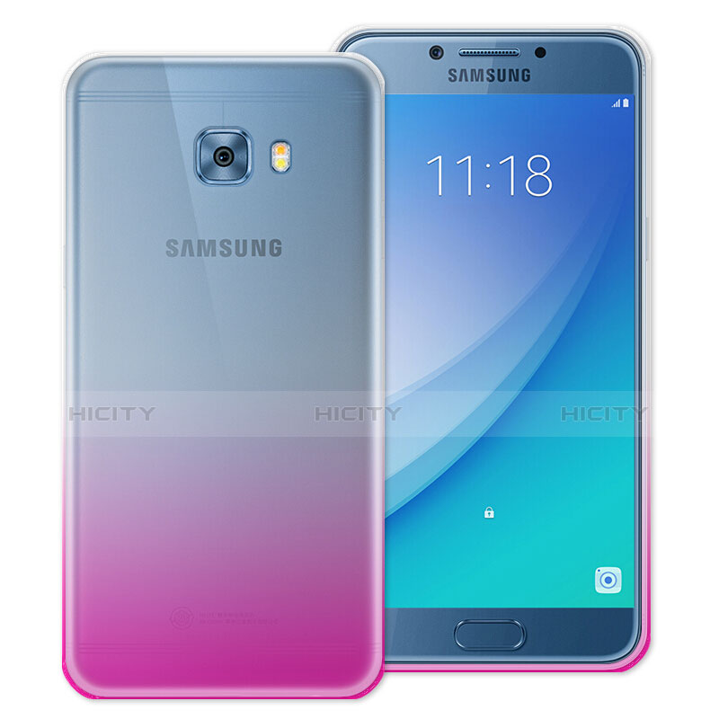 Silikon Schutzhülle Ultra Dünn Hülle Durchsichtig Farbverlauf für Samsung Galaxy C5 Pro C5010 Rosa