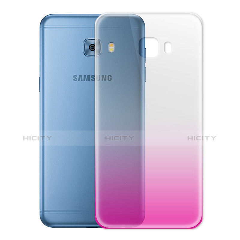 Silikon Schutzhülle Ultra Dünn Hülle Durchsichtig Farbverlauf für Samsung Galaxy C5 Pro C5010 Rosa