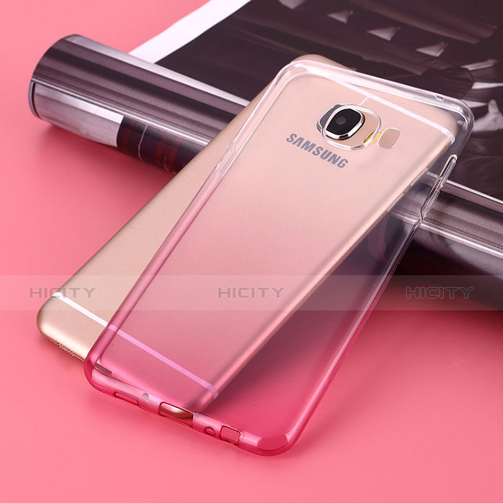 Silikon Schutzhülle Ultra Dünn Hülle Durchsichtig Farbverlauf für Samsung Galaxy C5 SM-C5000 Rosa