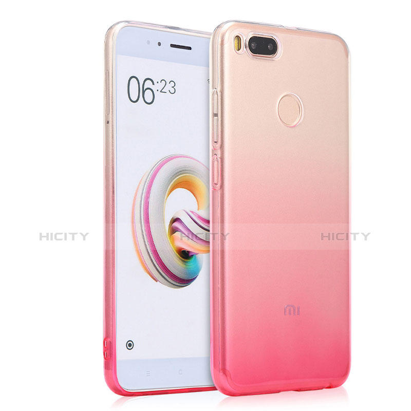 Silikon Schutzhülle Ultra Dünn Hülle Durchsichtig Farbverlauf für Xiaomi Mi A1 Rosa Plus