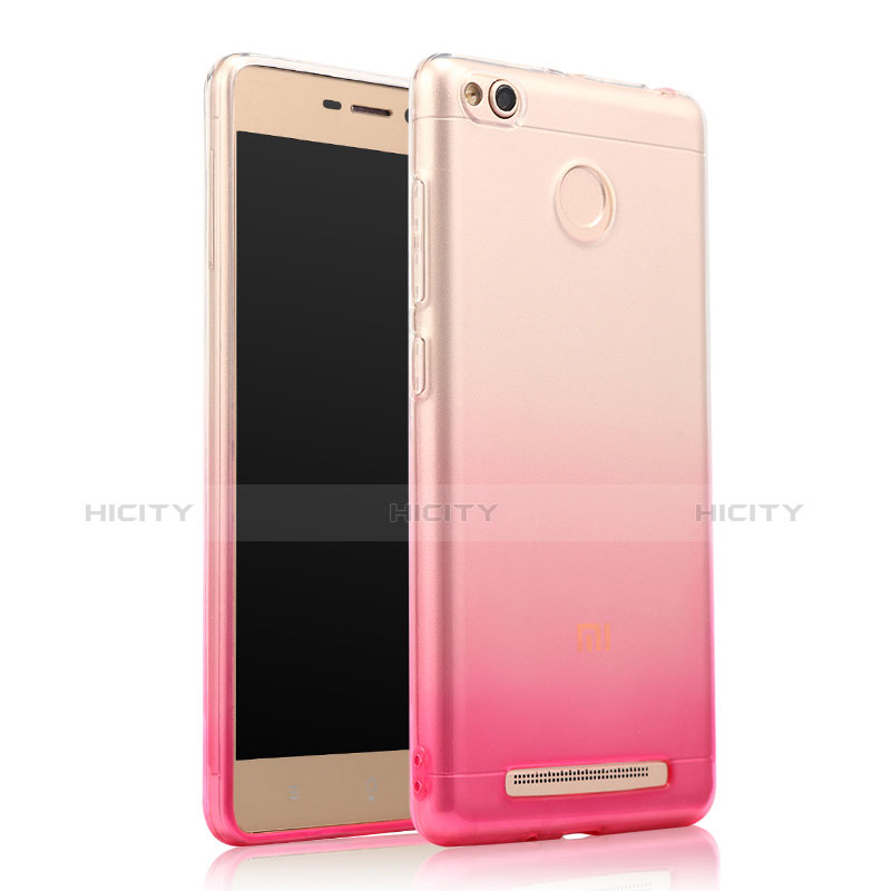 Silikon Schutzhülle Ultra Dünn Hülle Durchsichtig Farbverlauf für Xiaomi Redmi 3 High Edition Rosa Plus