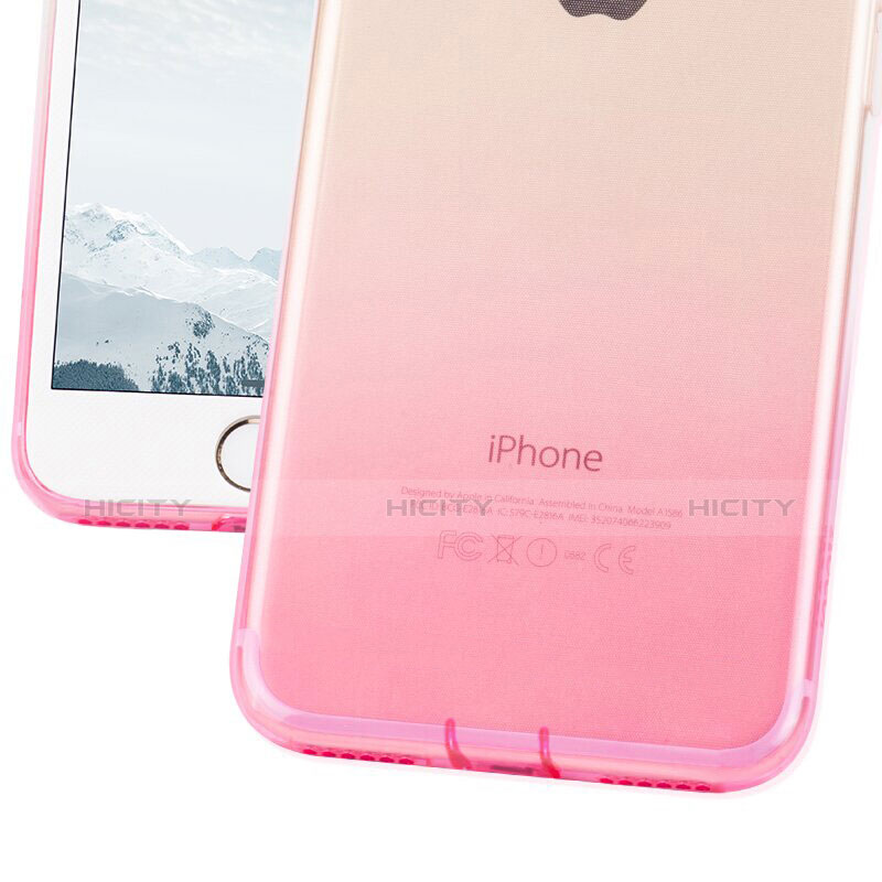 Silikon Schutzhülle Ultra Dünn Hülle Durchsichtig Farbverlauf G01 für Apple iPhone 7 Plus Rosa