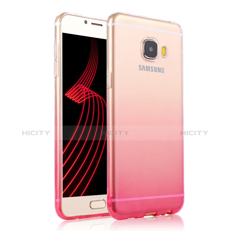 Silikon Schutzhülle Ultra Dünn Hülle Durchsichtig Farbverlauf T04 für Samsung Galaxy C5 Pro C5010 Rosa