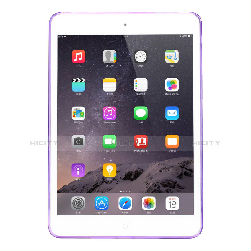 Silikon Schutzhülle Ultra Dünn Hülle Durchsichtig Transparent für Apple iPad Mini Violett