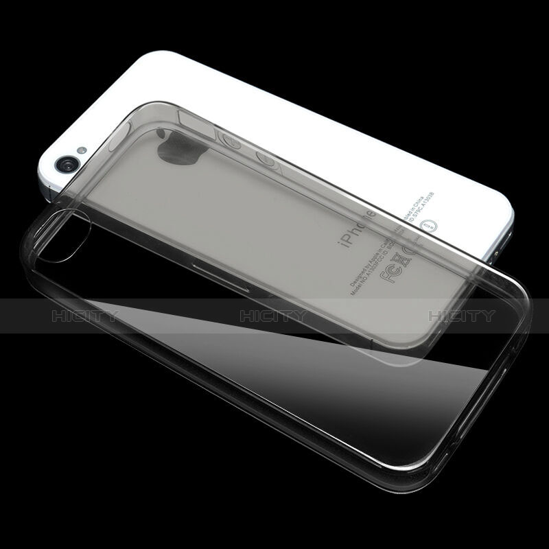 Silikon Schutzhülle Ultra Dünn Hülle Durchsichtig Transparent für Apple iPhone 4S Grau