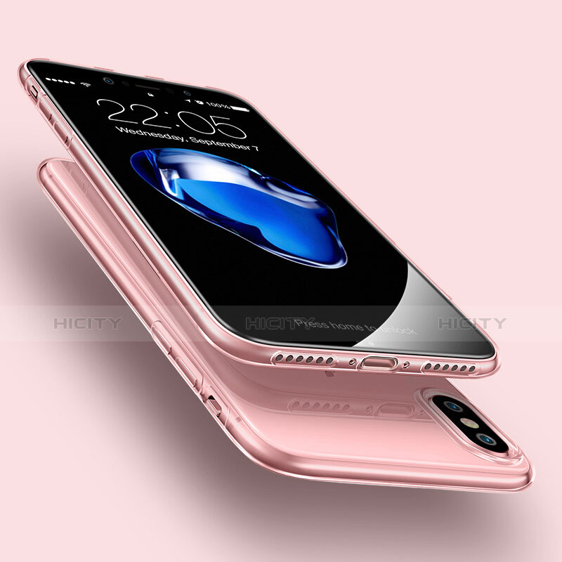 Silikon Schutzhülle Ultra Dünn Hülle Durchsichtig Transparent für Apple iPhone X Rosa