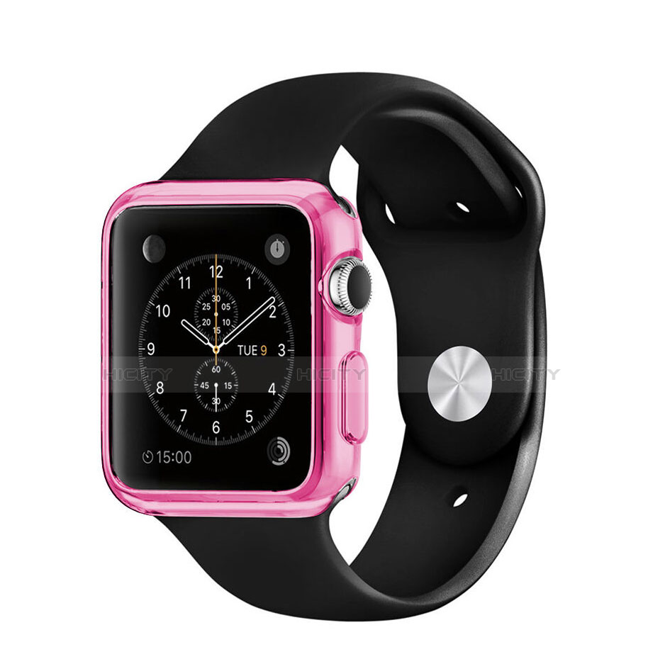 Silikon Schutzhülle Ultra Dünn Hülle Durchsichtig Transparent für Apple iWatch 38mm Rosa Plus