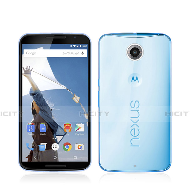 Silikon Schutzhülle Ultra Dünn Hülle Durchsichtig Transparent für Google Nexus 6 Blau