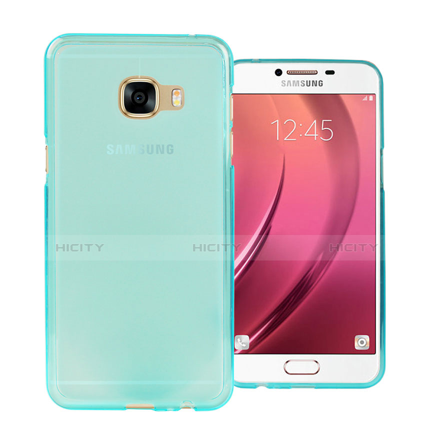 Silikon Schutzhülle Ultra Dünn Hülle Durchsichtig Transparent für Samsung Galaxy C5 SM-C5000 Blau