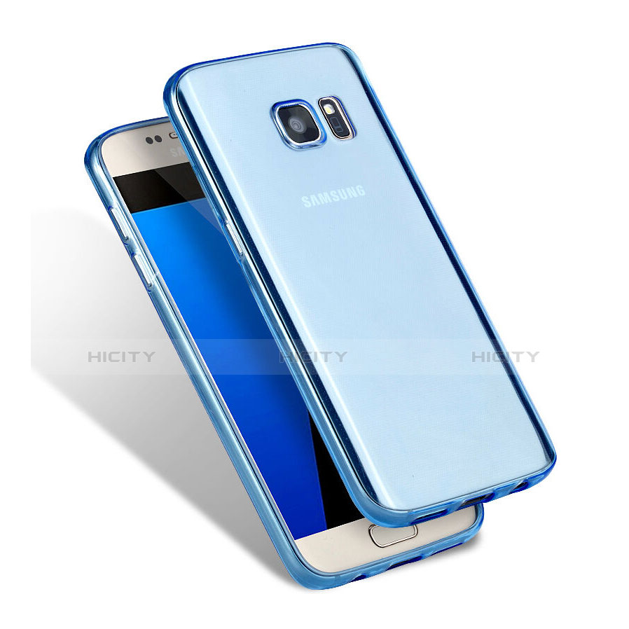 Silikon Schutzhülle Ultra Dünn Hülle Durchsichtig Transparent für Samsung Galaxy S7 G930F G930FD Blau