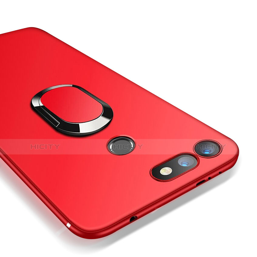 Silikon Schutzhülle Ultra Dünn Hülle Silikon mit Magnetisch Fingerring Ständer für Huawei Honor V20 Rot