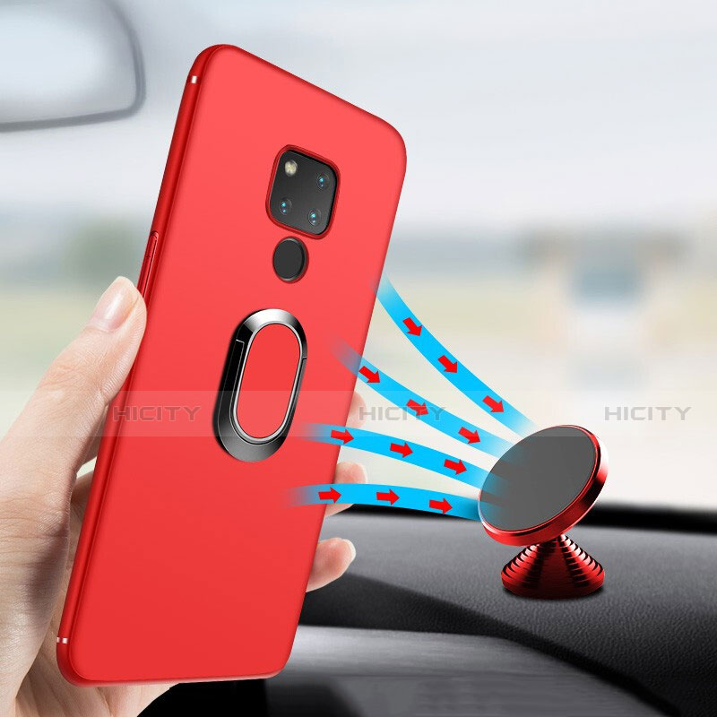 Silikon Schutzhülle Ultra Dünn Hülle Silikon mit Magnetisch Fingerring Ständer für Huawei Mate 20 X 5G Rot