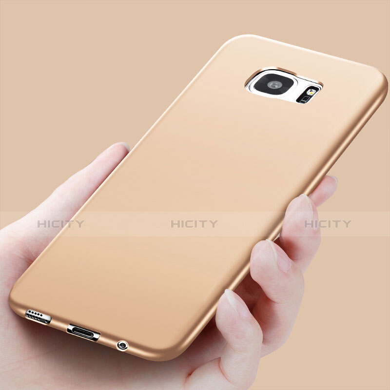 Silikon Schutzhülle Ultra Dünn Hülle Silikon R03 für Samsung Galaxy S7 Edge G935F Gold