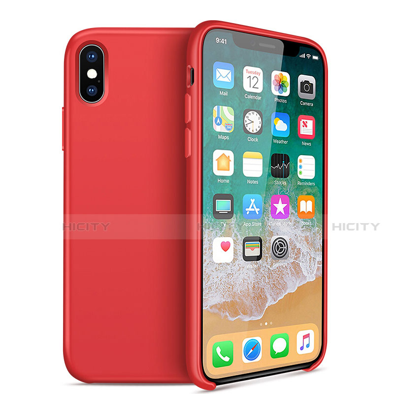 Silikon Schutzhülle Ultra Dünn Tasche 360 Grad für Apple iPhone X Rot groß