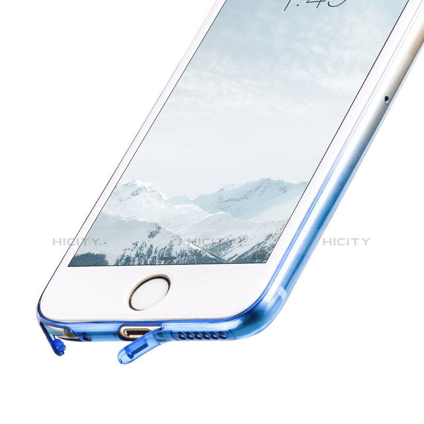 Silikon Schutzhülle Ultra Dünn Tasche Durchsichtig Farbverlauf für Apple iPhone 6 Blau