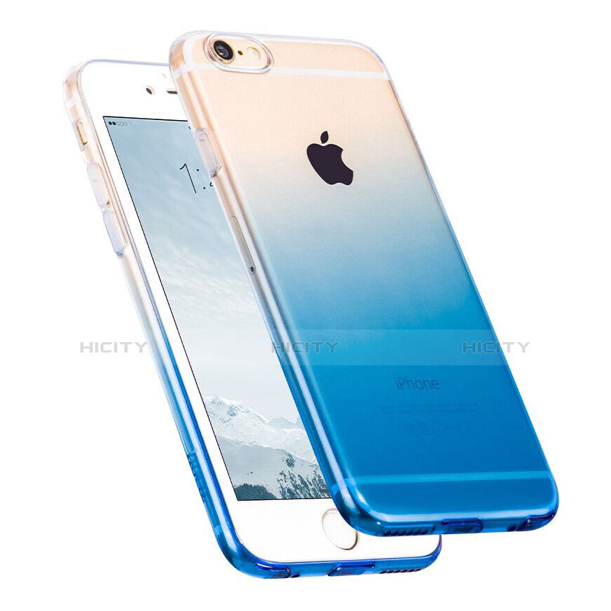 Silikon Schutzhülle Ultra Dünn Tasche Durchsichtig Farbverlauf für Apple iPhone 6 Blau