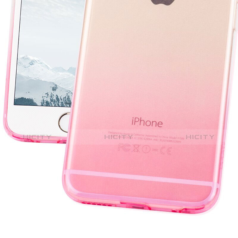 Silikon Schutzhülle Ultra Dünn Tasche Durchsichtig Farbverlauf für Apple iPhone 6 Plus Rosa