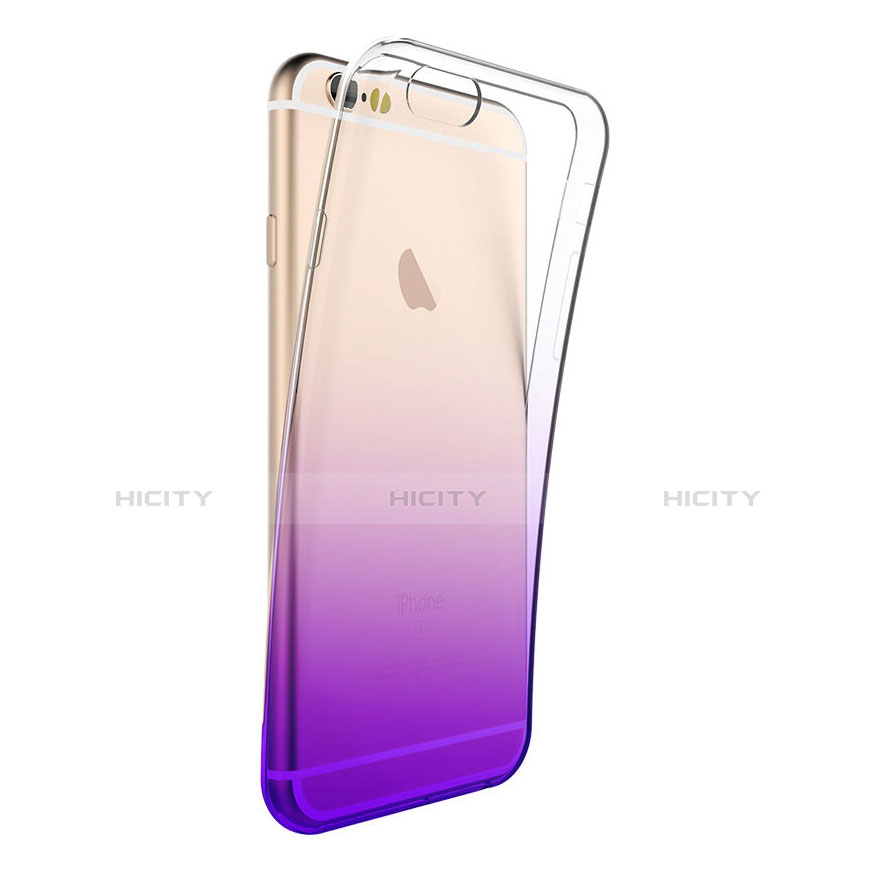 Silikon Schutzhülle Ultra Dünn Tasche Durchsichtig Farbverlauf für Apple iPhone 6S Plus Violett