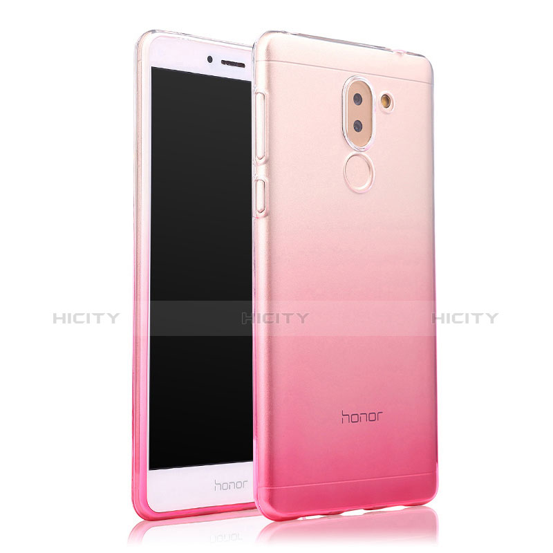 Silikon Schutzhülle Ultra Dünn Tasche Durchsichtig Farbverlauf für Huawei Honor 6X Pro Rosa Plus