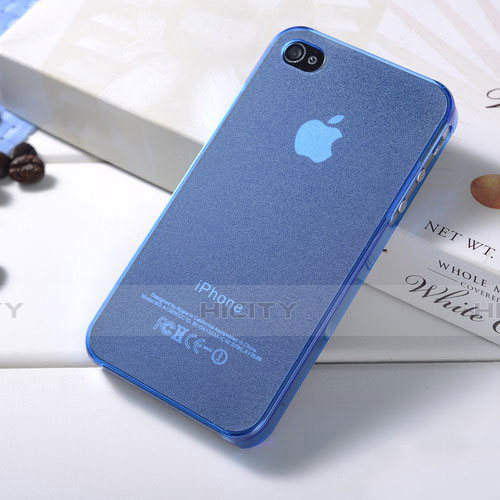 Silikon Schutzhülle Ultra Dünn Tasche Durchsichtig Matt für Apple iPhone 4 Blau