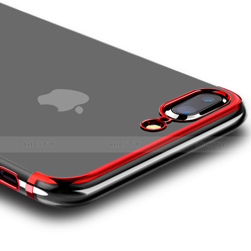 Silikon Schutzhülle Ultra Dünn Tasche Durchsichtig Transparent A02 für Apple iPhone 7 Plus Rot