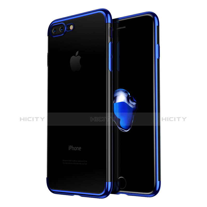 Silikon Schutzhülle Ultra Dünn Tasche Durchsichtig Transparent A04 für Apple iPhone 8 Plus Blau