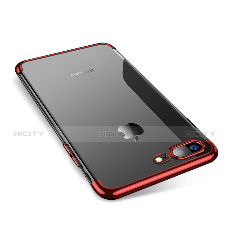 Silikon Schutzhülle Ultra Dünn Tasche Durchsichtig Transparent A07 für Apple iPhone 7 Plus Rot