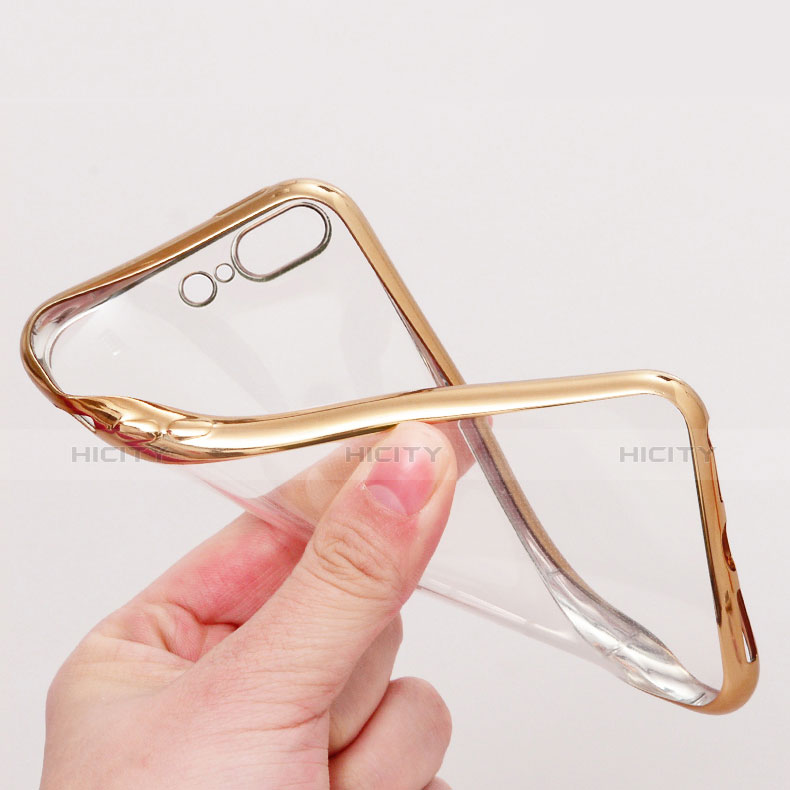 Silikon Schutzhülle Ultra Dünn Tasche Durchsichtig Transparent A08 für Apple iPhone 7 Plus Gold