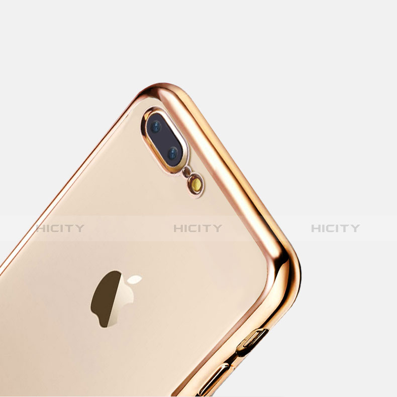 Silikon Schutzhülle Ultra Dünn Tasche Durchsichtig Transparent A08 für Apple iPhone 8 Plus Gold