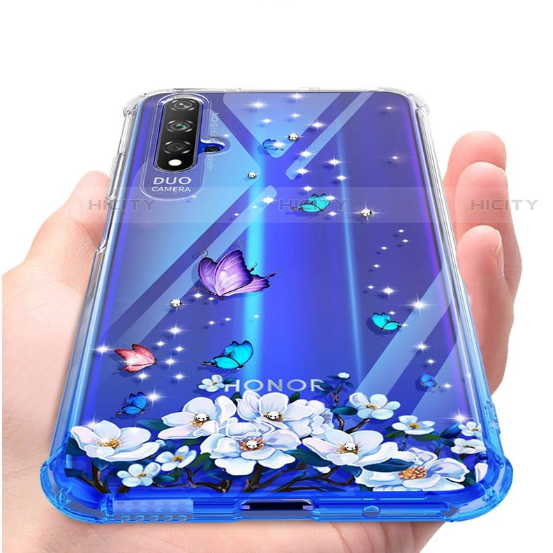 Silikon Schutzhülle Ultra Dünn Tasche Durchsichtig Transparent Blumen für Huawei Honor 20S