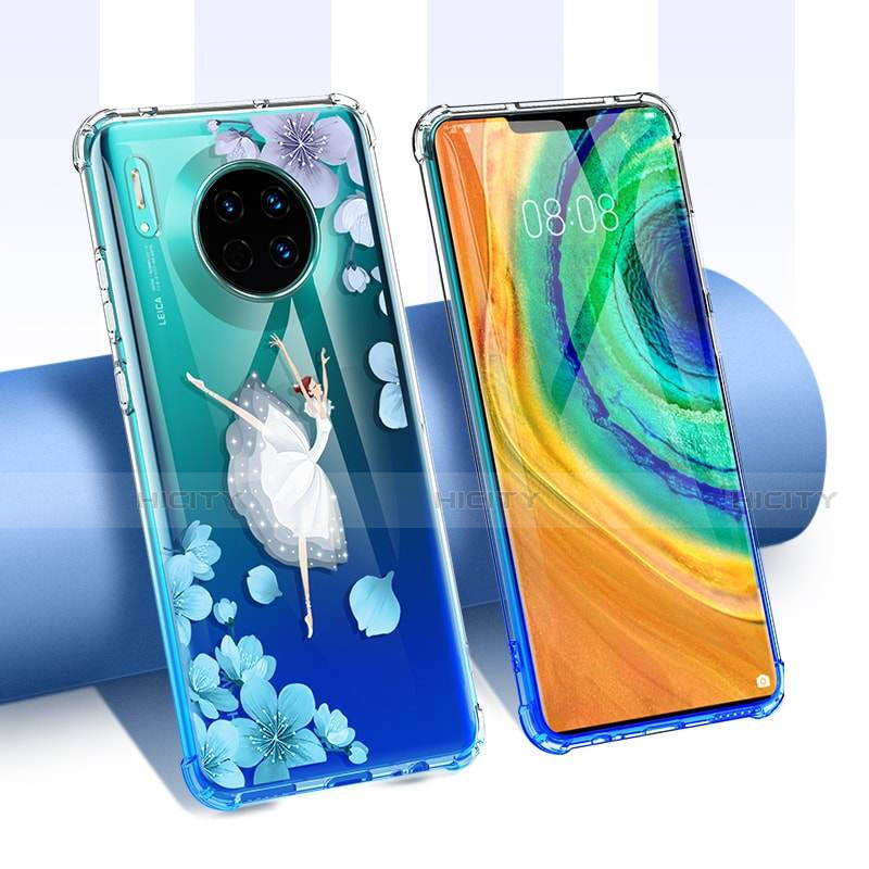 Silikon Schutzhülle Ultra Dünn Tasche Durchsichtig Transparent Blumen für Huawei Mate 30