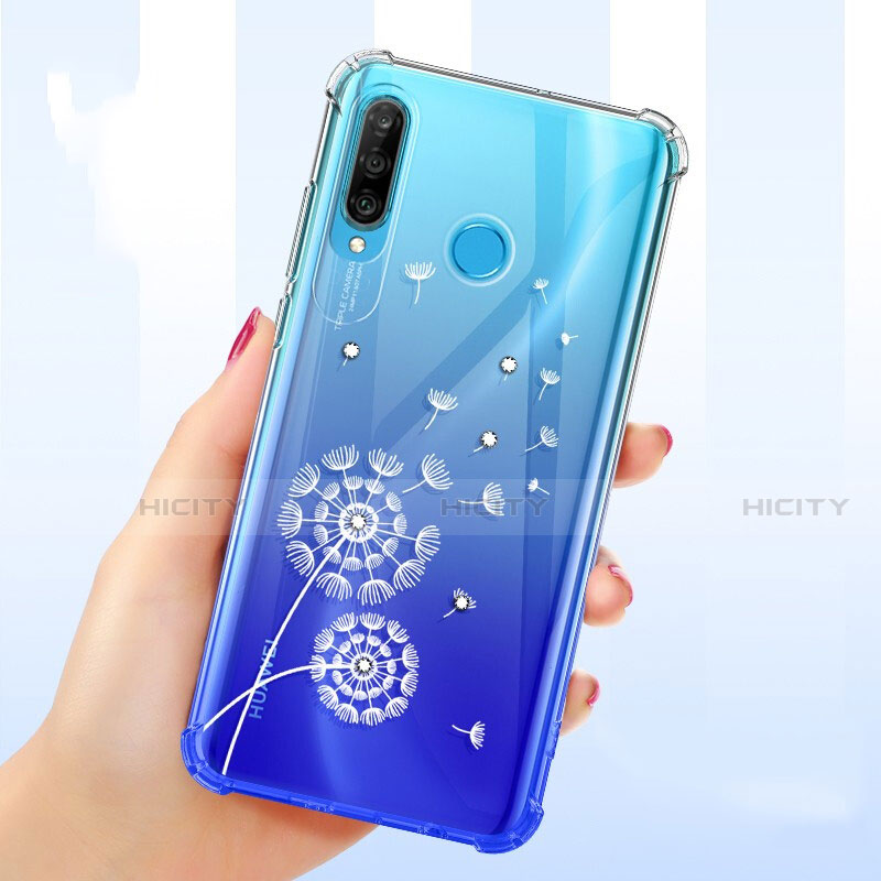 Silikon Schutzhülle Ultra Dünn Tasche Durchsichtig Transparent Blumen für Huawei Nova 4e