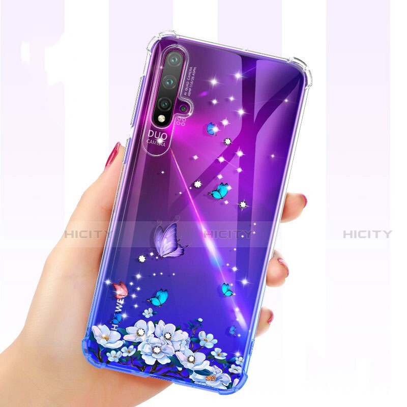 Silikon Schutzhülle Ultra Dünn Tasche Durchsichtig Transparent Blumen für Huawei Nova 5