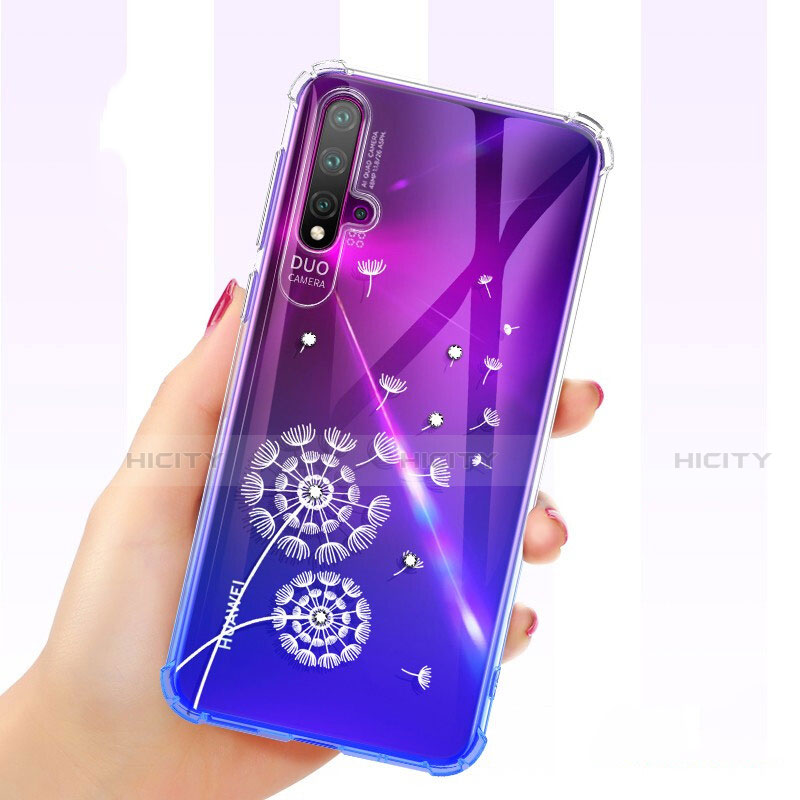 Silikon Schutzhülle Ultra Dünn Tasche Durchsichtig Transparent Blumen für Huawei Nova 5