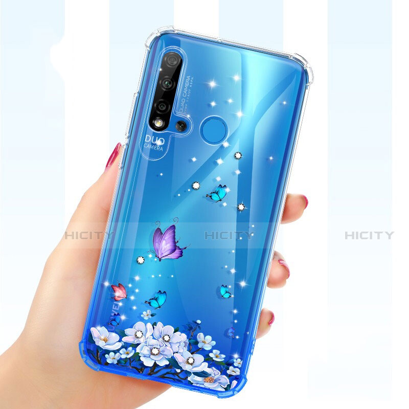 Silikon Schutzhülle Ultra Dünn Tasche Durchsichtig Transparent Blumen für Huawei Nova 5i