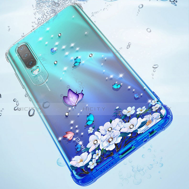 Silikon Schutzhülle Ultra Dünn Tasche Durchsichtig Transparent Blumen für Huawei P30