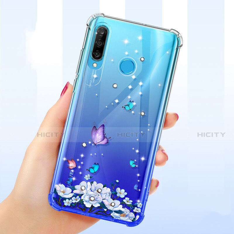 Silikon Schutzhülle Ultra Dünn Tasche Durchsichtig Transparent Blumen für Huawei P30 Lite Plusfarbig