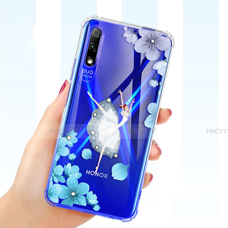 Silikon Schutzhülle Ultra Dünn Tasche Durchsichtig Transparent Blumen für Huawei Y9 Prime (2019)