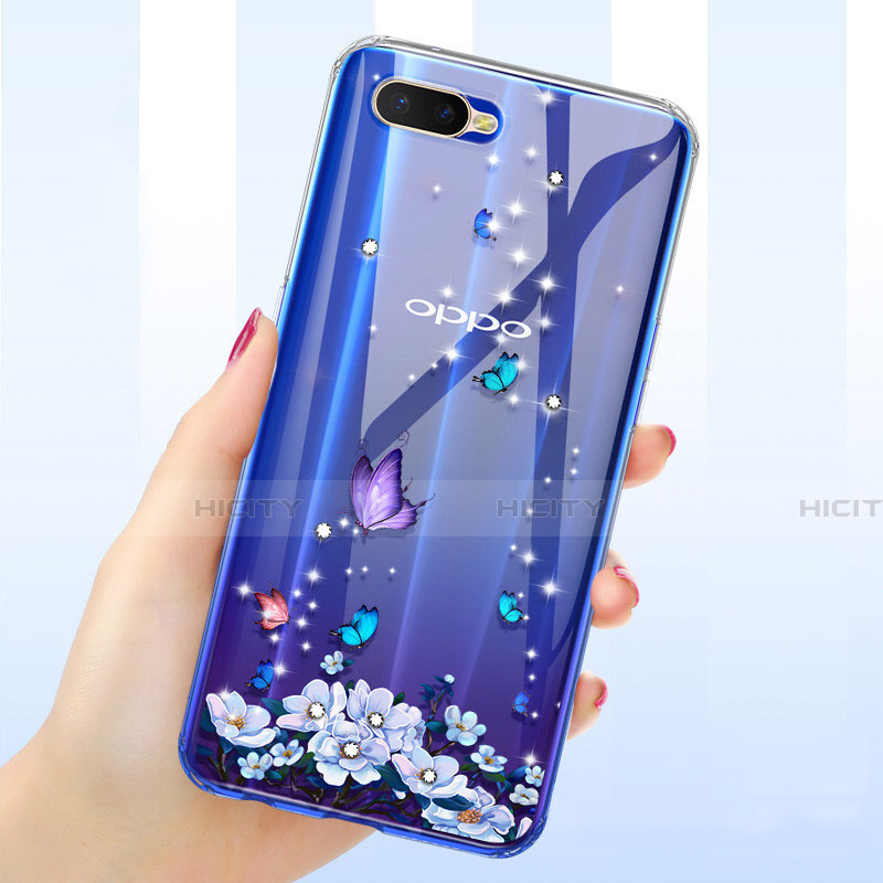 Silikon Schutzhülle Ultra Dünn Tasche Durchsichtig Transparent Blumen für Oppo K1 groß