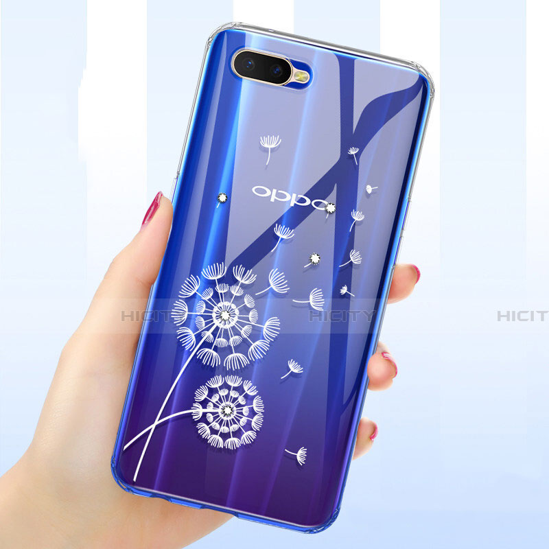 Silikon Schutzhülle Ultra Dünn Tasche Durchsichtig Transparent Blumen für Oppo K1 groß