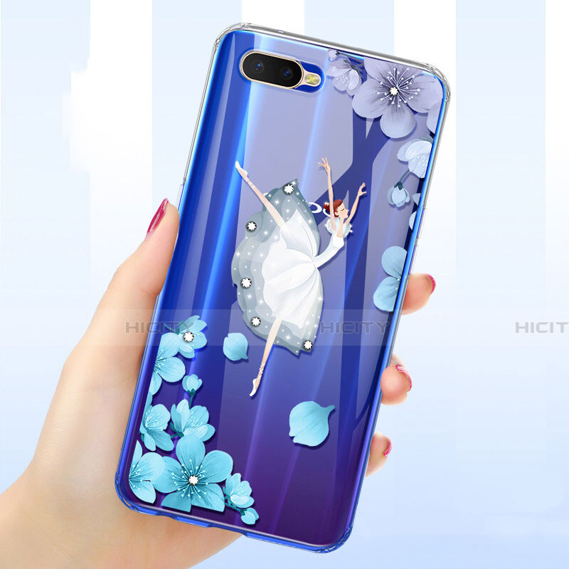 Silikon Schutzhülle Ultra Dünn Tasche Durchsichtig Transparent Blumen für Oppo K1 Weiß Plus