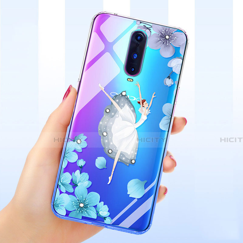 Silikon Schutzhülle Ultra Dünn Tasche Durchsichtig Transparent Blumen für Oppo R17 Pro Weiß