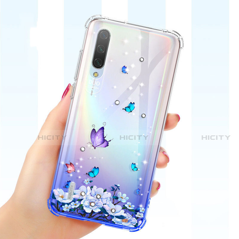 Silikon Schutzhülle Ultra Dünn Tasche Durchsichtig Transparent Blumen für Xiaomi Mi A3