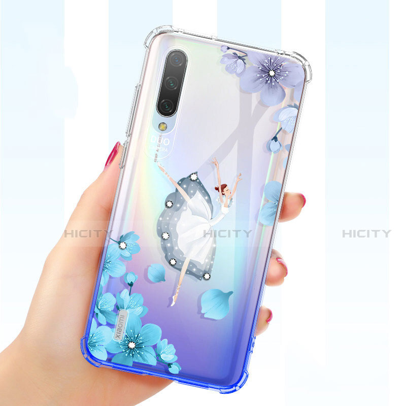 Silikon Schutzhülle Ultra Dünn Tasche Durchsichtig Transparent Blumen für Xiaomi Mi A3