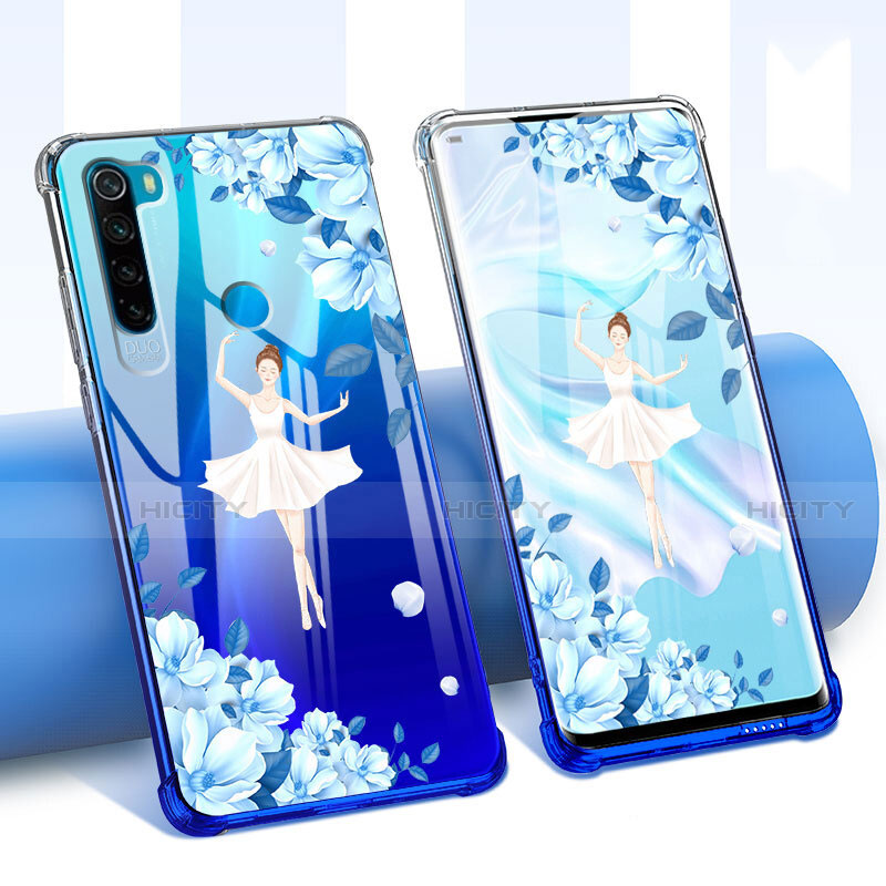 Silikon Schutzhülle Ultra Dünn Tasche Durchsichtig Transparent Blumen für Xiaomi Redmi Note 8 (2021) groß