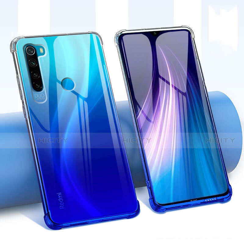 Silikon Schutzhülle Ultra Dünn Tasche Durchsichtig Transparent Blumen für Xiaomi Redmi Note 8 (2021) Blau Plus